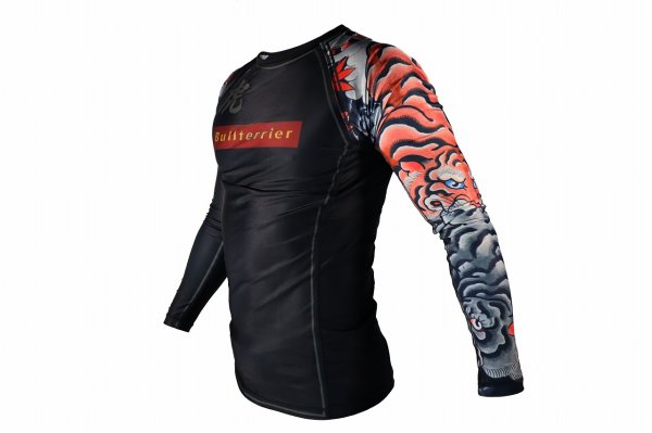 Photo2: BULL TERRIER Rash Guard TORAH Long Sleeve Black (2)