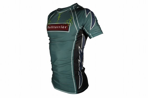Photo2: BULL TERRIER Rash Guard LIGHTNING Short Sleeve Steel Green (2)