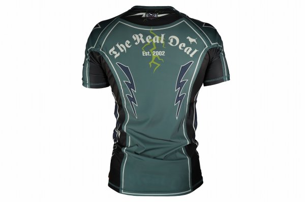Photo3: BULL TERRIER Rash Guard LIGHTNING Short Sleeve Steel Green (3)