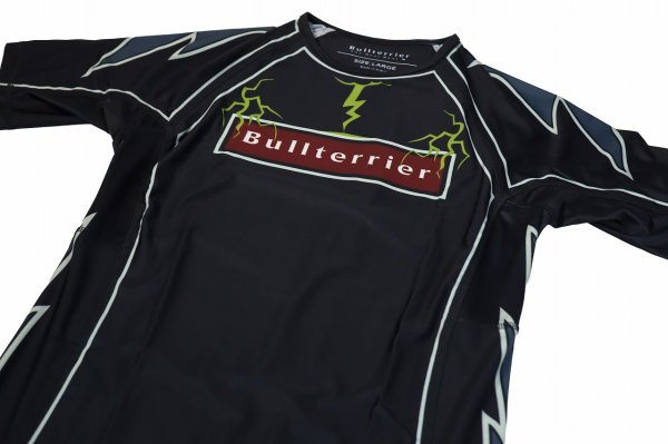 Photo6: BULL TERRIER Rash Guard LIGHTNING Short Sleeve Black (6)