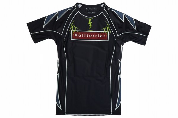 Photo4: BULL TERRIER Rash Guard LIGHTNING Short Sleeve Black (4)