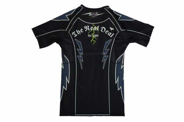 Photo5: BULL TERRIER Rash Guard LIGHTNING Short Sleeve Black (5)