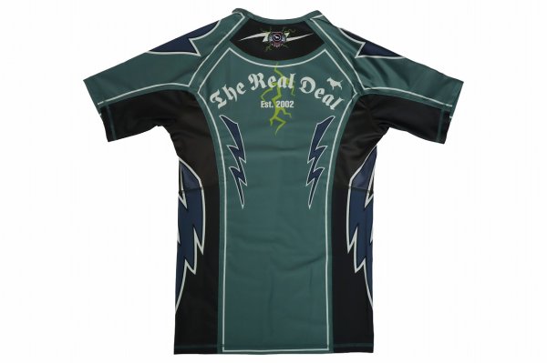Photo5: BULL TERRIER Rash Guard LIGHTNING Short Sleeve Steel Green (5)