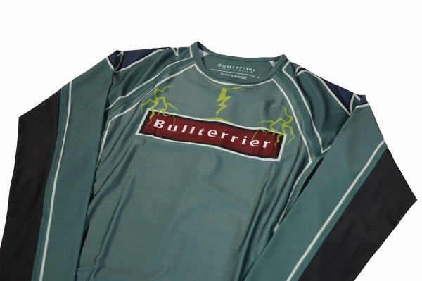 Photo6: BULL TERRIER Rash Guard LIGHTNING Long Sleeve Steel Green (6)