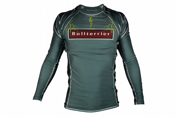 Photo1: BULL TERRIER Rash Guard LIGHTNING Long Sleeve Steel Green (1)