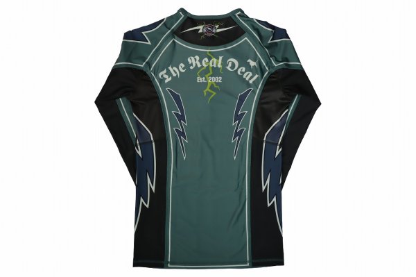 Photo5: BULL TERRIER Rash Guard LIGHTNING Long Sleeve Steel Green (5)