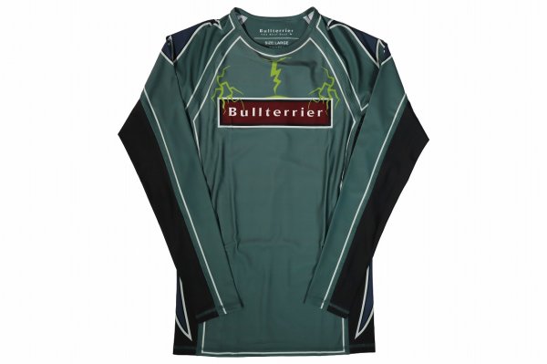 Photo4: BULL TERRIER Rash Guard LIGHTNING Long Sleeve Steel Green (4)