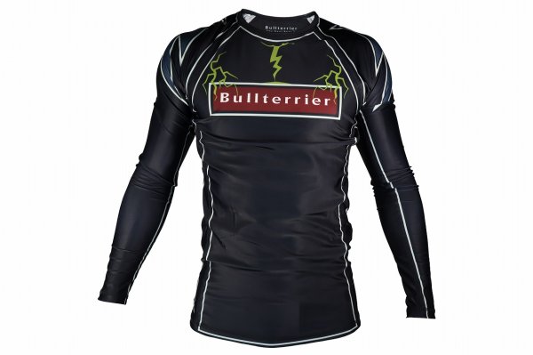 Photo1: BULL TERRIER Rash Guard LIGHTNING Long Sleeve Black (1)