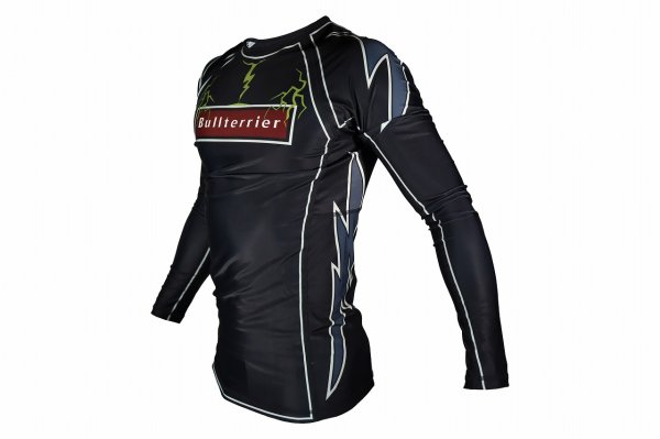 Photo2: BULL TERRIER Rash Guard LIGHTNING Long Sleeve Black (2)