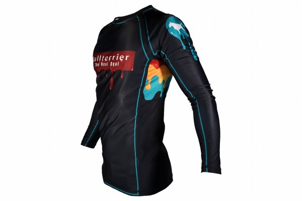 Photo2: BULL TERRIER Rash Guard PAINT Long Sleeve Black (2)
