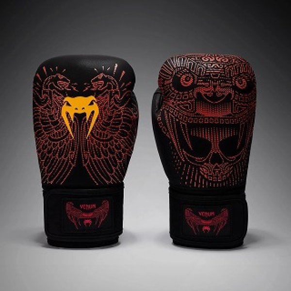 Photo3: VENUM Boxing Glove Quetzal Fury Black/Fury Red/Tangerine (3)