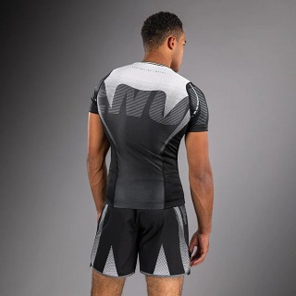 Photo3: VENUM Rashguard Adrenaline Short Sleeve Black/Silver Gray (3)