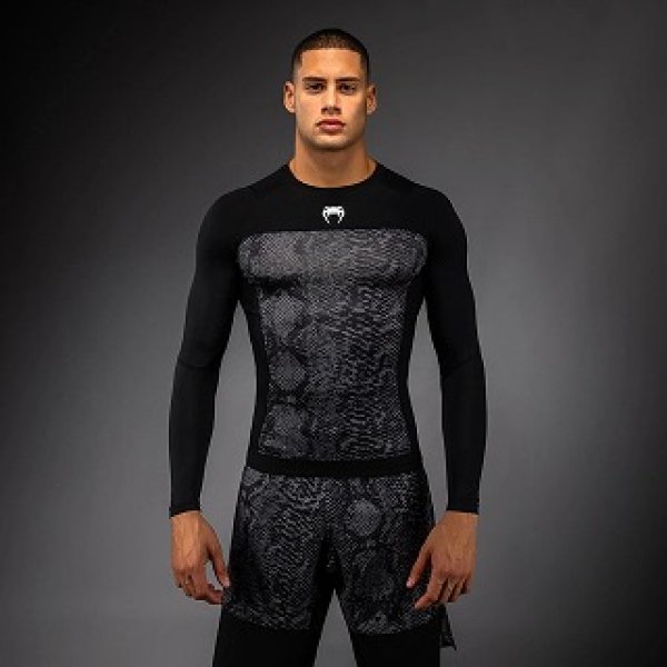 Photo1: VENUM Rashguard G-Fit Scales Long Sleeve Black/Charcoal Gray (1)