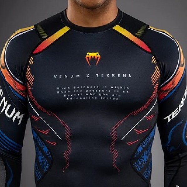 Photo5: VENUM x TEKKEN 8 Rashguard YOSHIMITSU Long Sleeve Black/Orange (5)