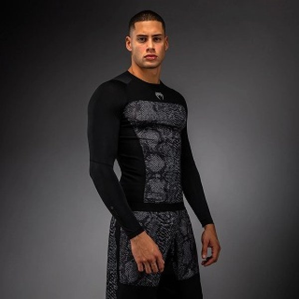 Photo2: VENUM Rashguard G-Fit Scales Long Sleeve Black/Charcoal Gray (2)