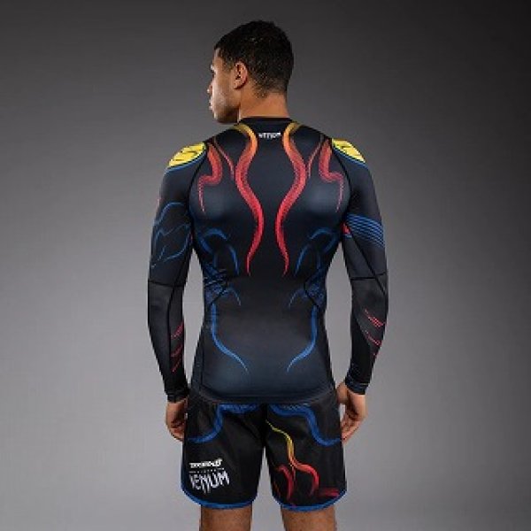 Photo4: VENUM x TEKKEN 8 Rashguard YOSHIMITSU Long Sleeve Black/Orange (4)