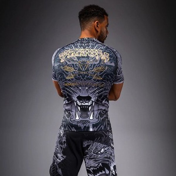 Photo3: VENUM Rashguard Wolf Atak Short Sleeve Black/Gray (3)