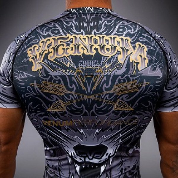 Photo6: VENUM Rashguard Wolf Atak Short Sleeve Black/Gray (6)