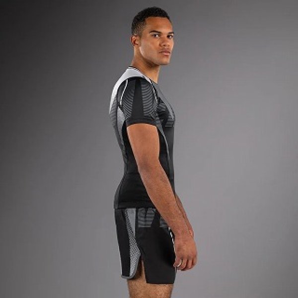 Photo2: VENUM Rashguard Adrenaline Short Sleeve Black/Silver Gray (2)