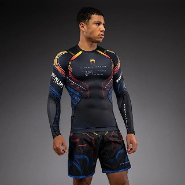 Photo2: VENUM x TEKKEN 8 Rashguard YOSHIMITSU Long Sleeve Black/Orange (2)