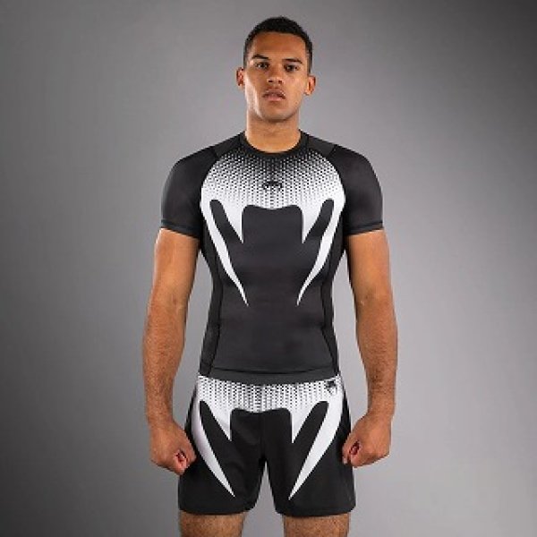 Photo1: VENUM Rashguard NOGI 2.0 Short Sleeve Black/White (1)