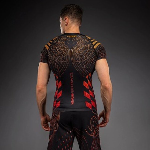 Photo3: VENUM Rashguard Quetzal Fury Short Sleeve Black/Fury Red/Tangerine (3)