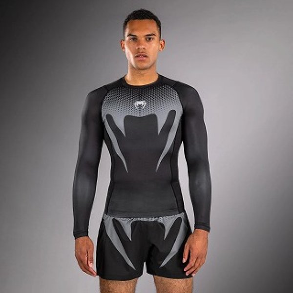 Photo1: VENUM Rashguard No Gi Long Sleeve Black/Silver Gray (1)