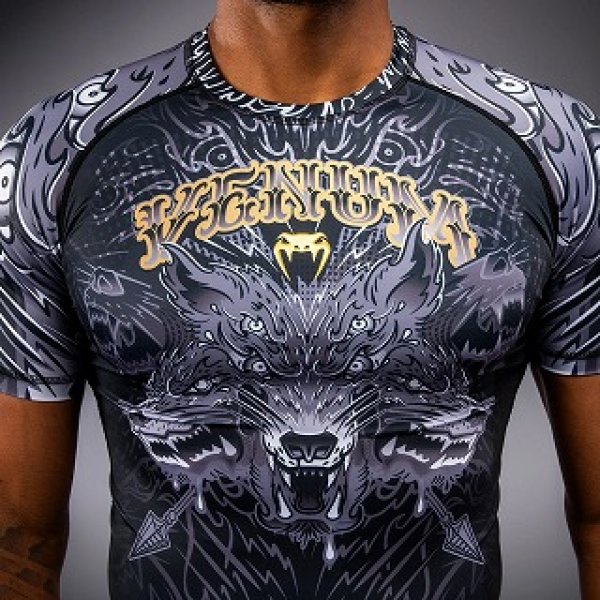 Photo4: VENUM Rashguard Wolf Atak Short Sleeve Black/Gray (4)