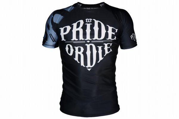 Photo1: PRiDEorDiE Rash Guard RECKLESS Short Sleeve Black (1)