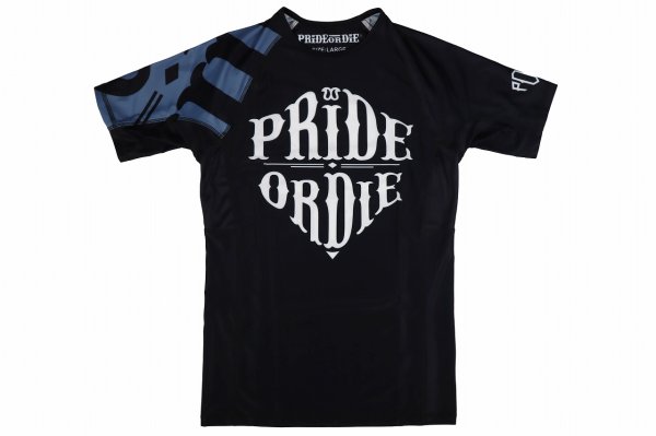 Photo4: PRiDEorDiE Rash Guard RECKLESS Short Sleeve Black (4)