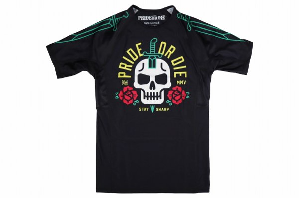 Photo4: PRiDEorDiE Rash Guard STAY SHARP Short Sleeve Black (4)