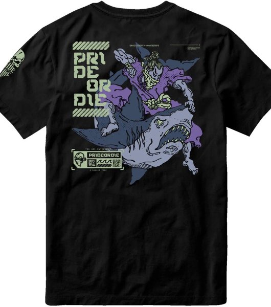 Photo2: PRiDEorDiE T-Shirts DANGEROUS WATER V2 Black/Purple (2)
