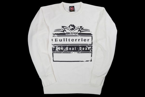 Photo1: BULL TERRIER Sweatshirt BORN TO FIGHT White (1)
