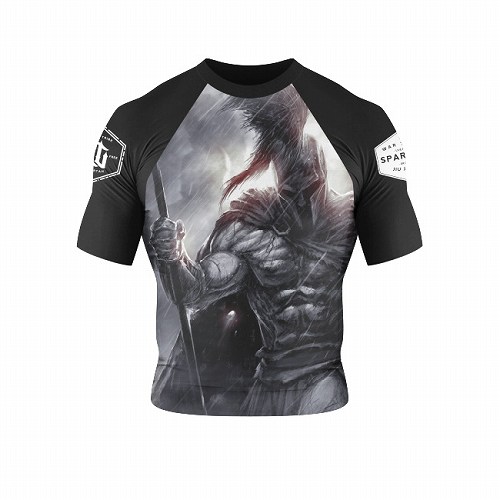 WAR TRIBE Rash Guard SPARTAN Short Sleeve Black. 