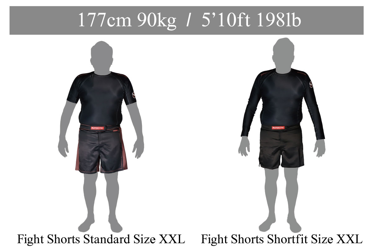 Bull Terrier Fight Shorts Size Guide height177cm weight90kg
