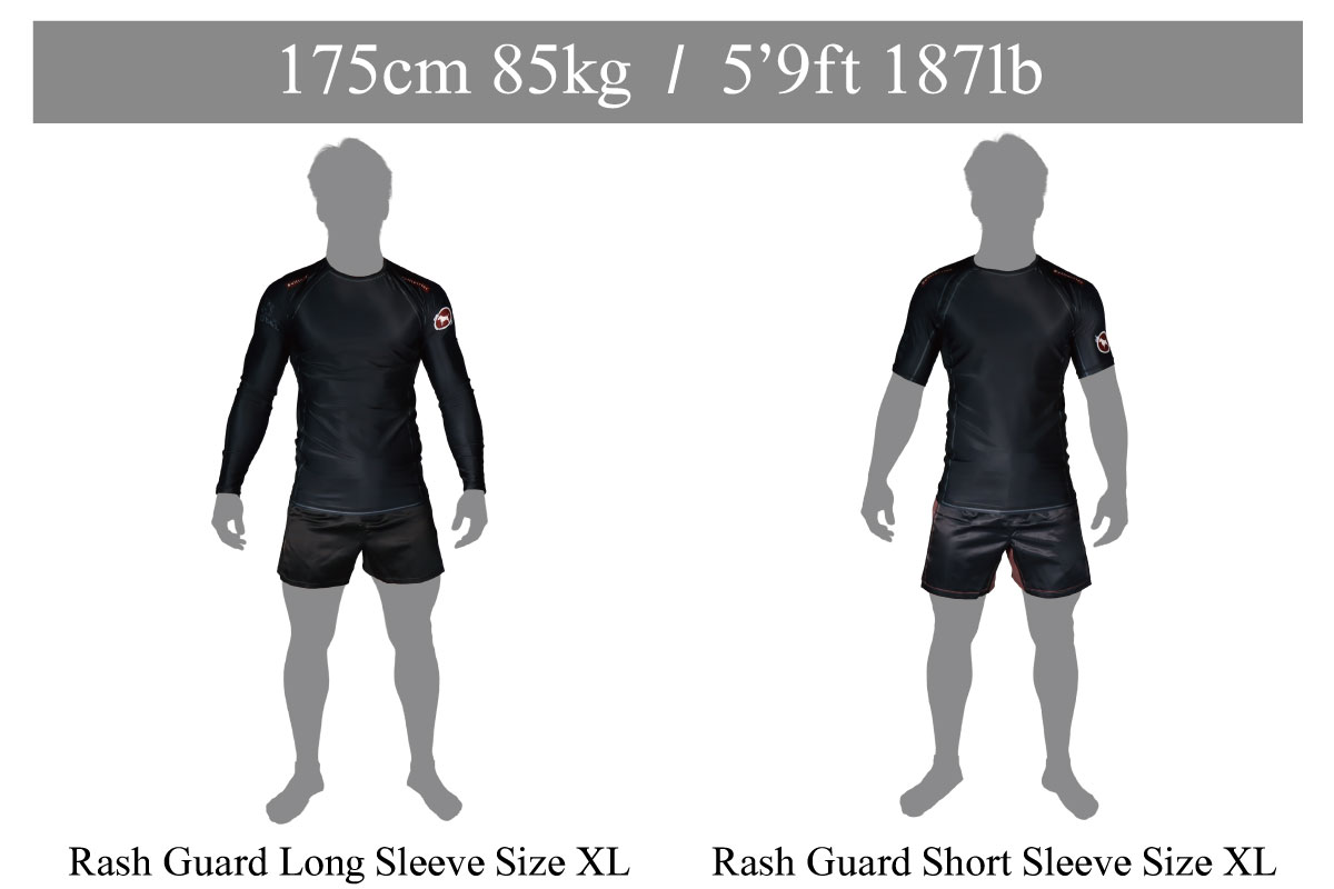 Bull Terrier Rash Guards Size Guide height175cm weight85kg