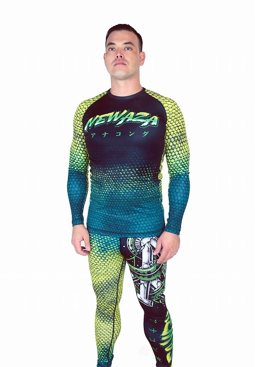 Newaza Apparel Rash Guard Anaconda Long Sleeve Black/Green Fighters
