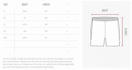 Bad Boy Shorts Size Chart