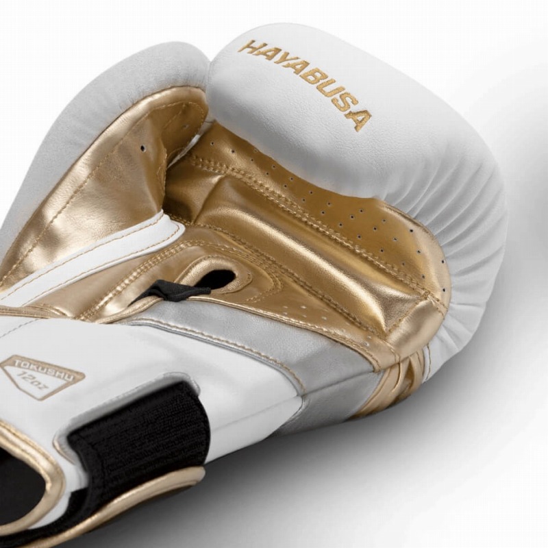 HAYABUSA Boxing Gloves T3 White/Gold - Fighters Shop Bull Terrier